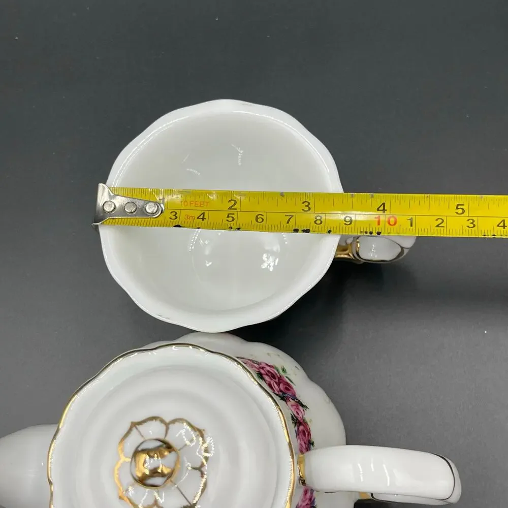 Rose Porcelain Tea for One Cup Pitcher Lid New
